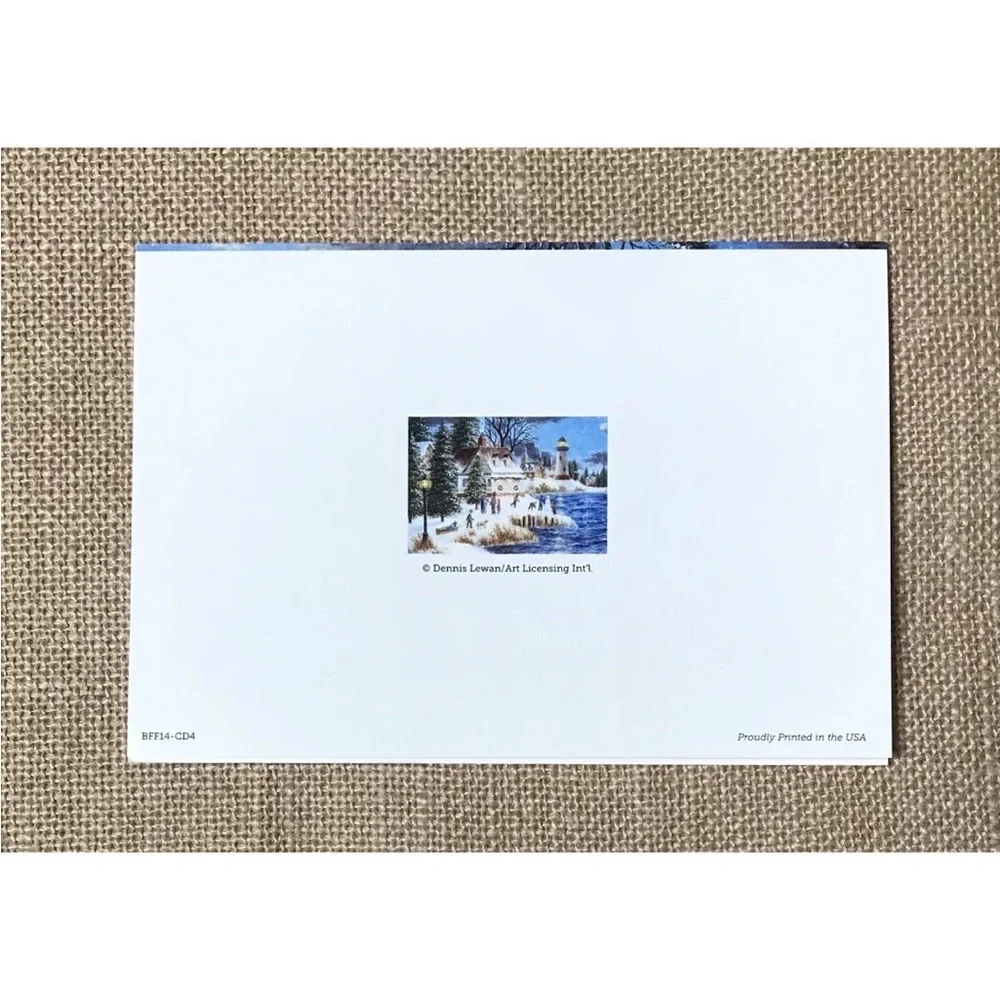 Dennis Lewan Christmas Card Winter Cottage A Time To Celebrate Framable Peaceful